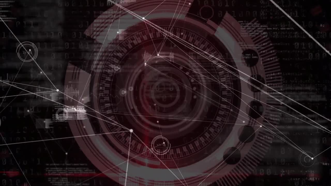 Animation of network of connections with data processing over scope scanning