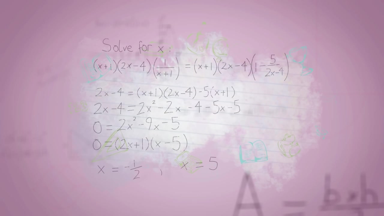 Animation of smoke and math formulas on pink background