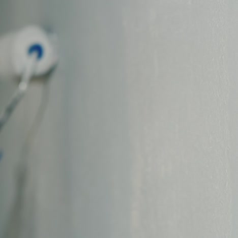 a worker paints the wall with a roller a close-up