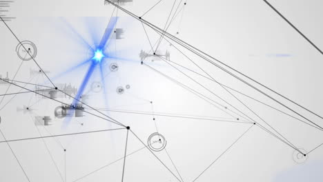 animación de la red de conexiones a través de puntos de luz