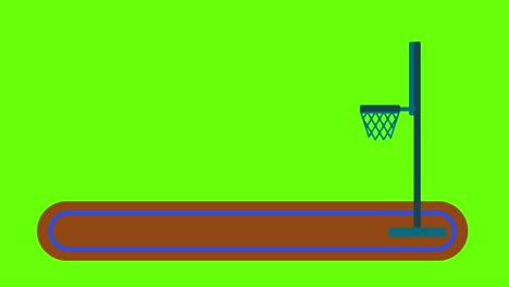 animation of a basketball court on a green screen background