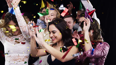 Multi-ethnic-group-of-people-celebrating-birthday-party-slow-motion-photo-booth