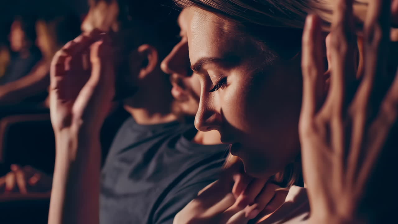 Couple Watching a Movie in a Theater
