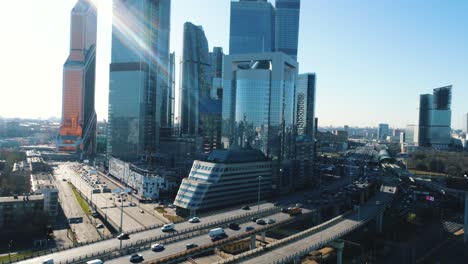 modern city skyline with busy highway