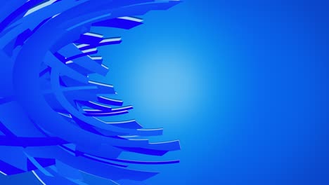 bucle de animación de arcos azules de deformación en el lado izquierdo en un fondo azul gradiente