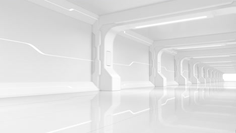 un túnel blanco y vacío, una habitación futurista, una representación en 3d.