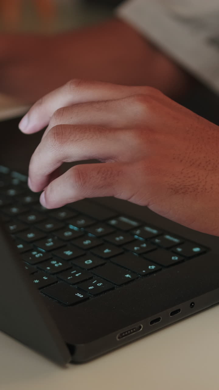 Primer plano de unas manos escribiendo en el teclado de un portátil