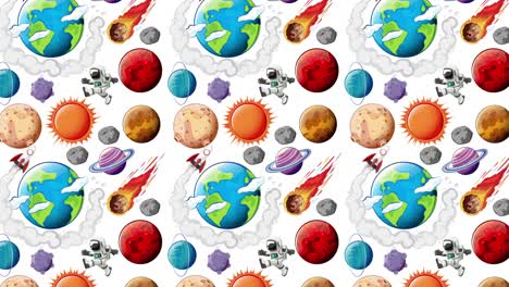 colorful cosmic elements in a seamless pattern