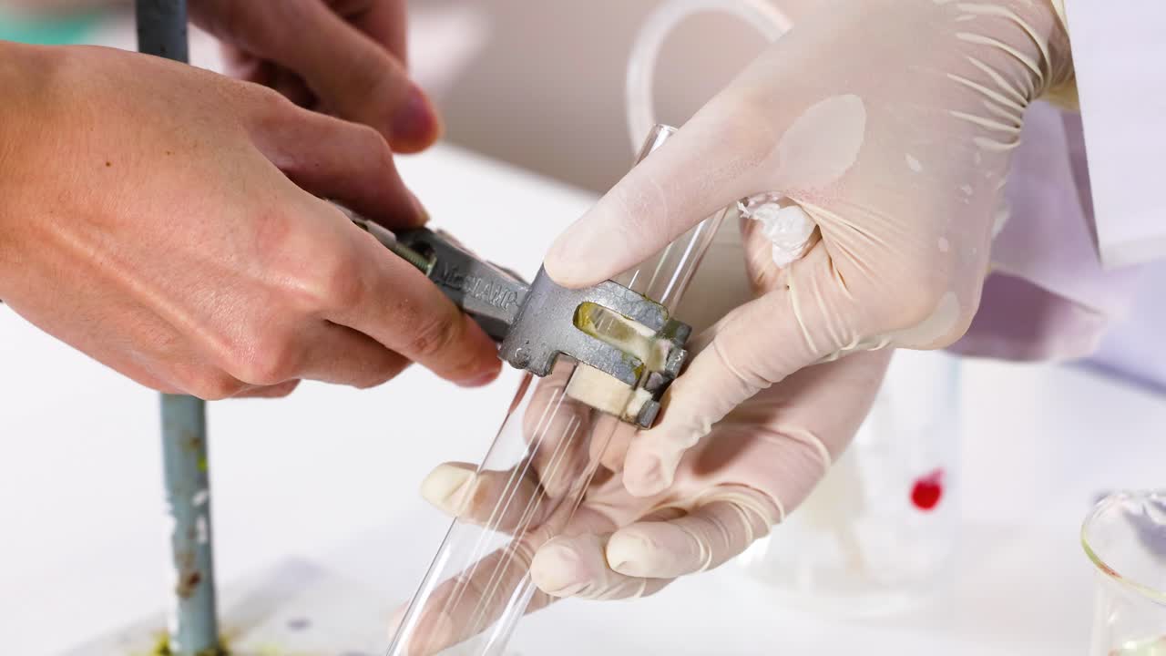 trabajo en equipo en la preparación de equipos de laboratorio para experimentos