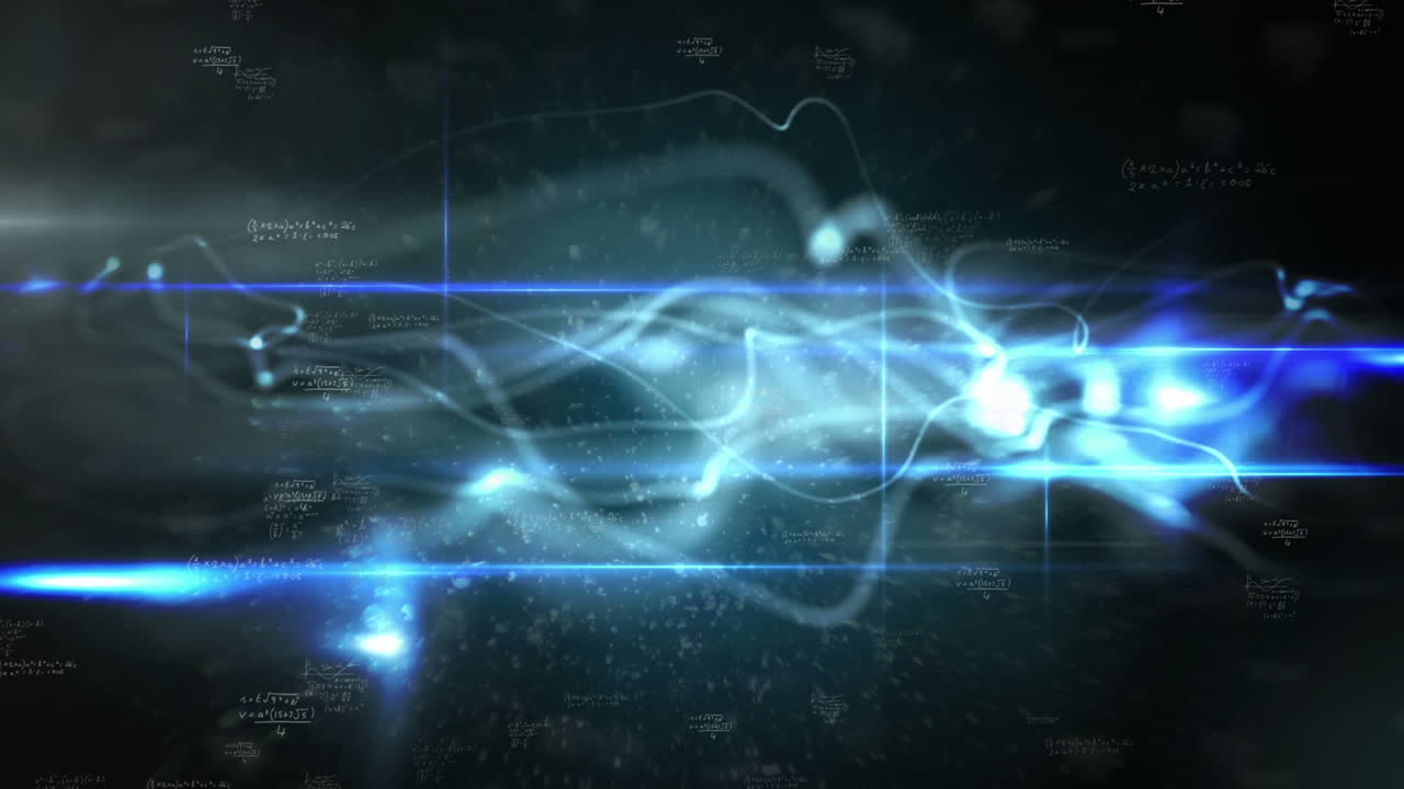 animación de un patrón de humo iluminado que se mueve con fórmulas matemáticas sobre fondo negro