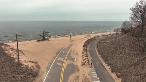 High-angle-aerial-of-the-beach-during-closed-season