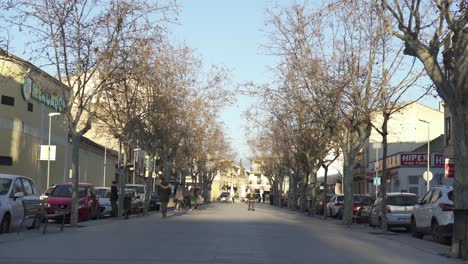 town street scene on a sunny winter day