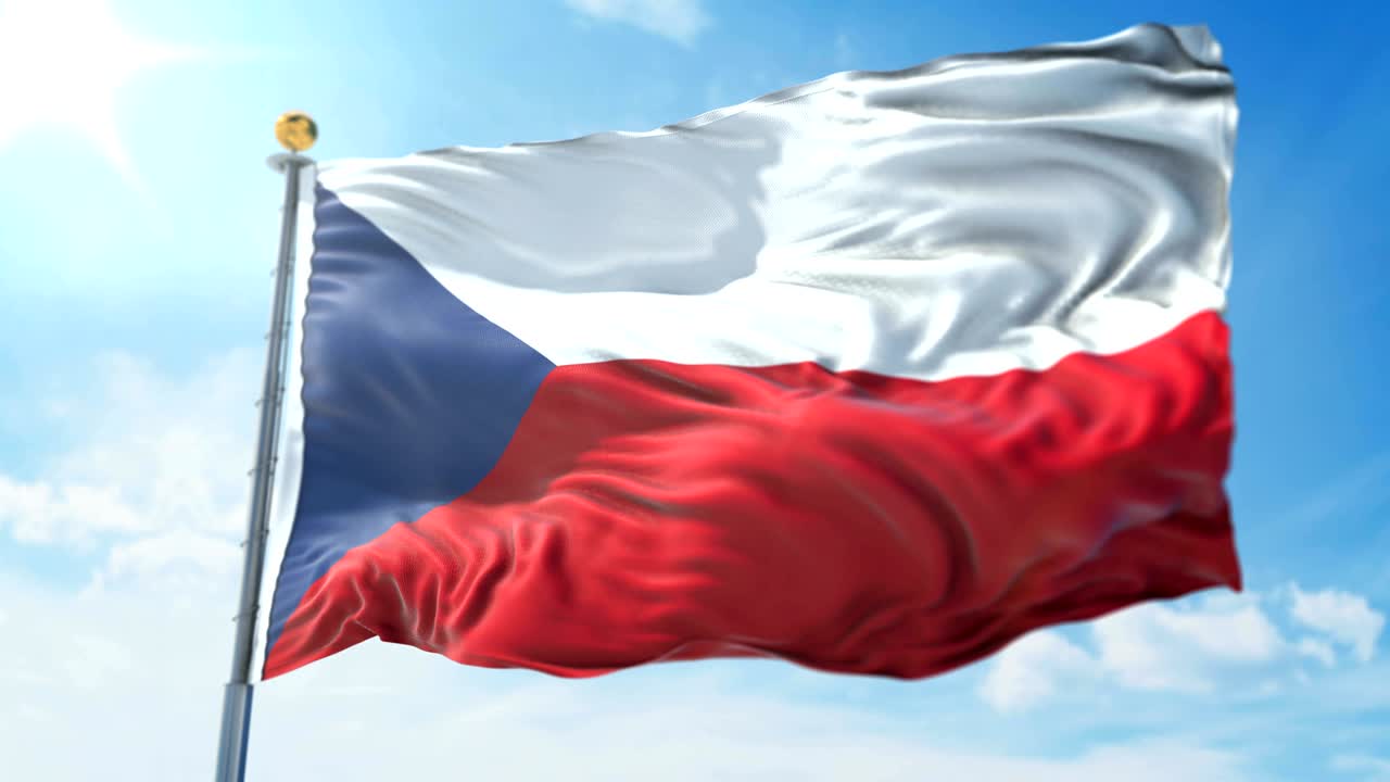 체코 공화국 발의 3d 렌더링 영상 - 아름다운 섬유 천 줄이 흔들리고 있습니다.