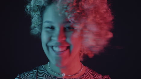 Happy Woman with Neon Lights