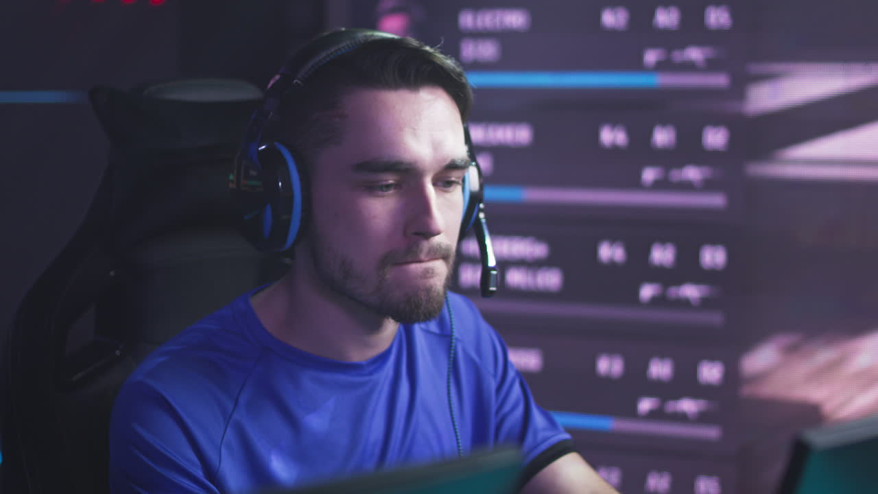 A gamer playing video games