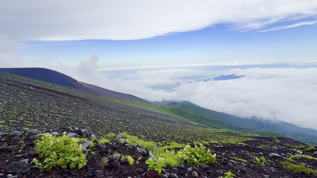 A thrilling trek up Mount Fuji takes you through diverse landscapes, from lush foothills to rocky slopes, ending with panoramic summit views