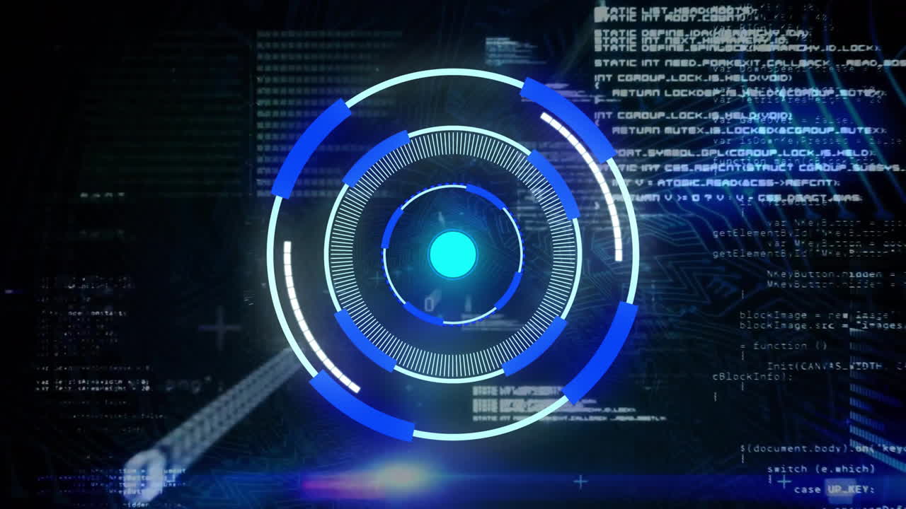 검은색 배경에 데이터 처리에 대한 범위 스캐닝의 애니메이션