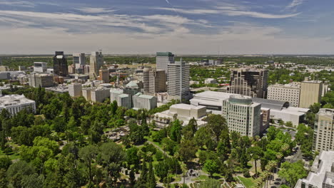 sacramento city california aerial v8 panoramic view above state capitol park capturing downtown cityscape and historical landmark building on a sunny day in summer - shot with mavic 3 cine - june 2022