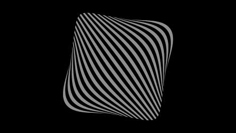 objeto gráfico en blanco y negro con efecto estroboscópico e hipnótico, que gira en el sentido de las agujas del reloj disminuyendo el tamaño de pantalla completa a desaparecer en el centro, en formato de video 16: 9