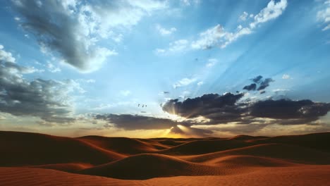 in the tranquil expanse desert paints a breathtaking panorama as the first light of dawn graces the horizon