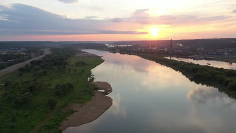 nemunas river with sky reflection in the water