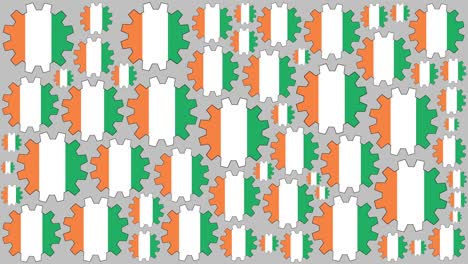 el fondo giratorio de los engranajes de la bandera irlandesa