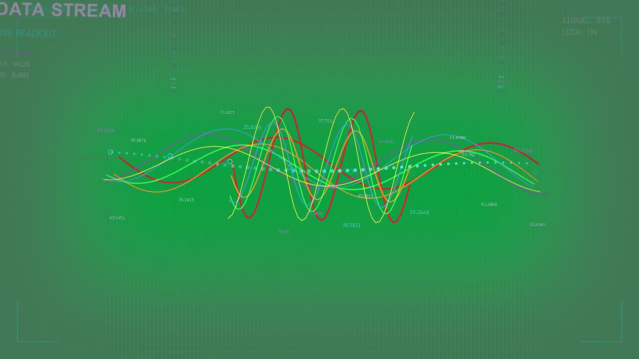 Dotted cyan trail starting color waves merging, peaking then easing showing flow on transparent bg