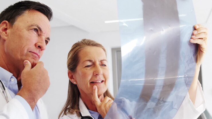 Doctors checking x-ray report