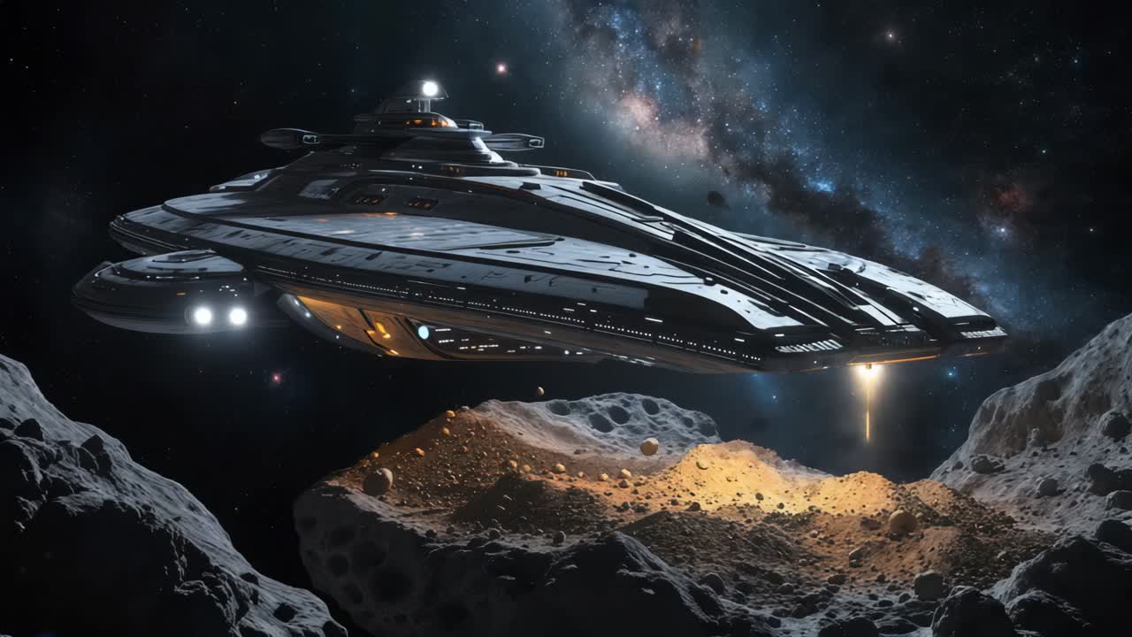 asteroides de minería de naves espaciales en el espacio