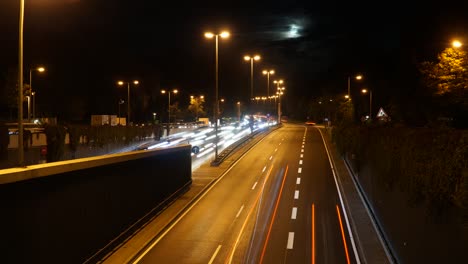 night highway traffic with light trails