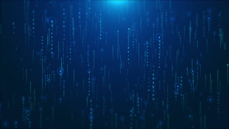futuristic motion vertical binary codes and ascending hexagonal rings use of digital lock icons