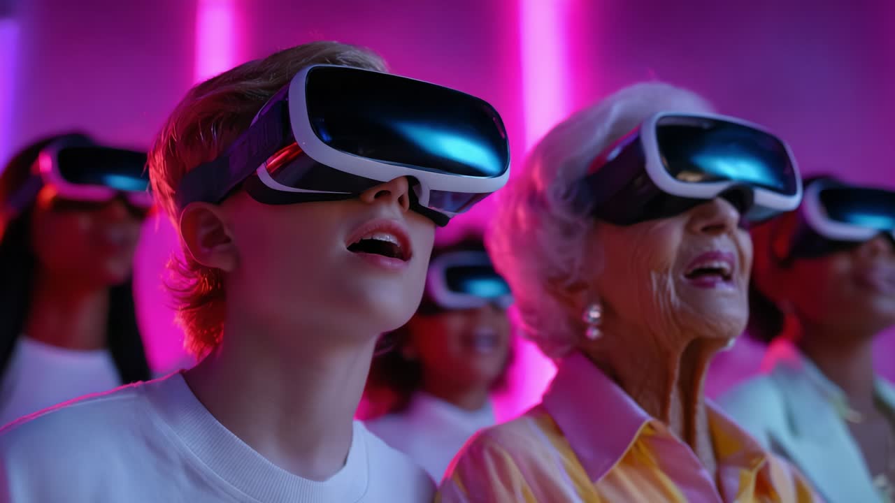 personas que usan auriculares vr