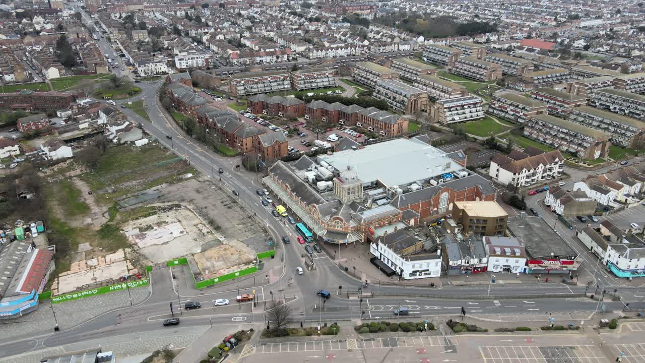 kursaal southend on sea, essex parque de atracciones de punto de vista aéreo alto