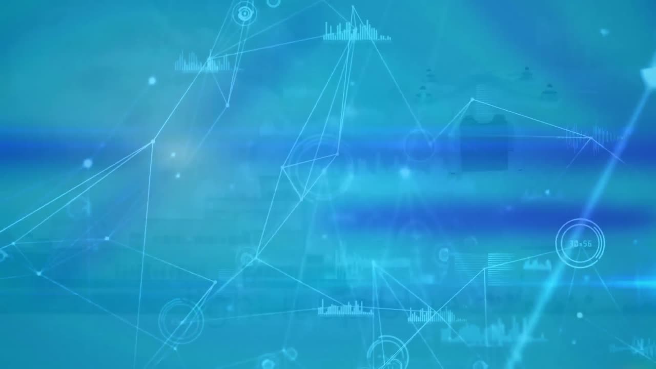 창고를 가로지르는 연결 네트워크의 애니메이션