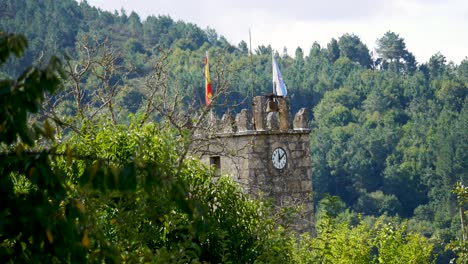 Clock-tower-in-the-town-of-Marce,-Lugo,-Spain