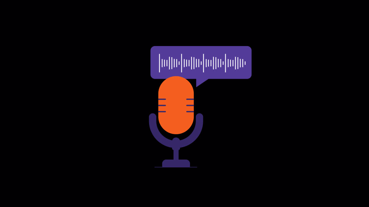 Animated Microphone Icon with Sound Waveform | Premium Stock Video Footage