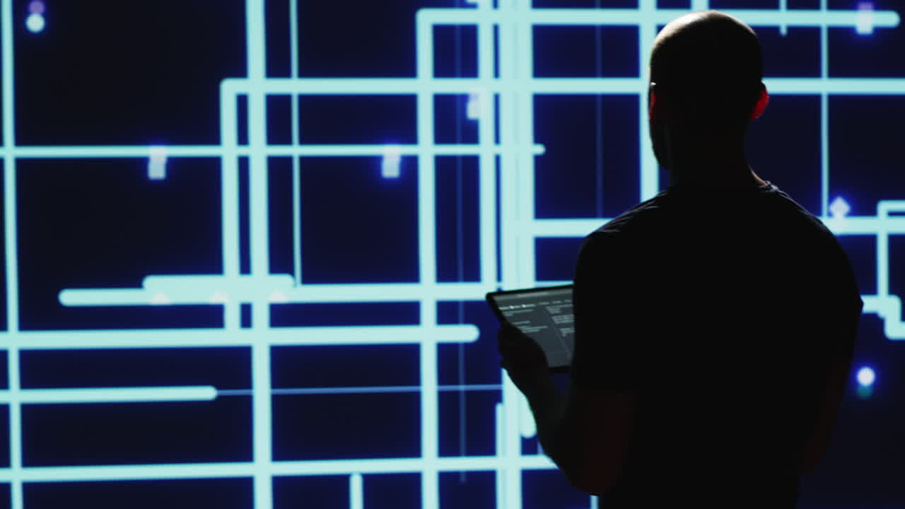 Man engineer verifying big data AI brain