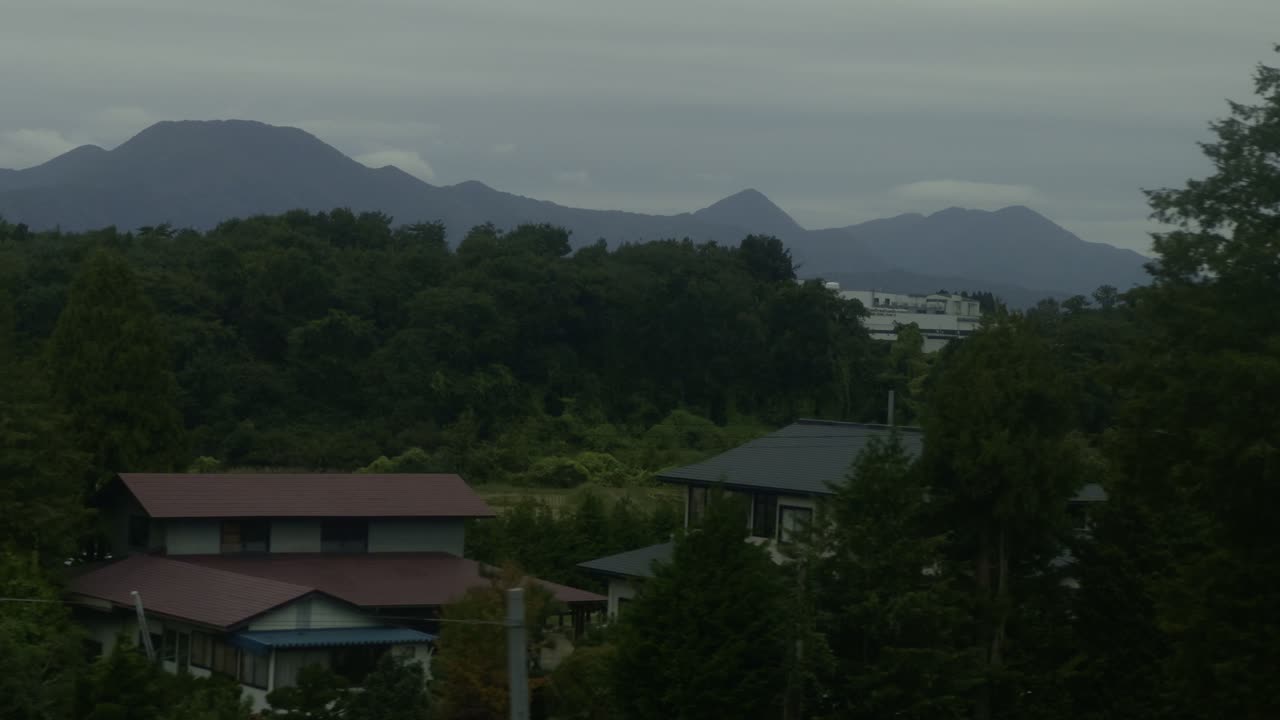 Tranquil Countryside Landscape with Mountains in Japan