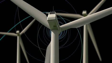 rotating wind turbines with computer animated background