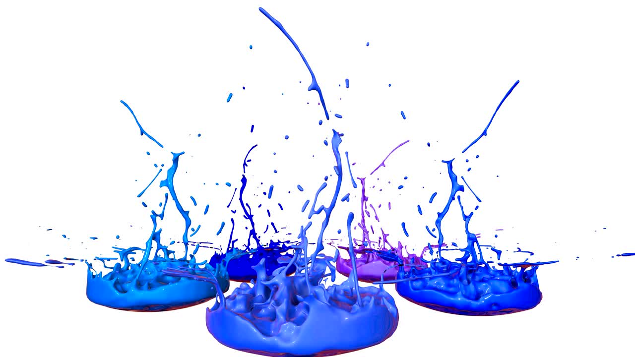 las pinturas 3d bailan en 4k sobre un fondo blanco. simulación de salpicaduras de tinta en un altavoz musical que reproduce música. hermosas salpicadas como un fondo brillante en ultra alta calidad.