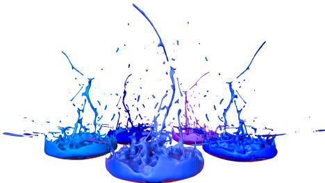 3d paints dance in 4k on white background. simulation of splashes of ink on a musical speaker that play music. beautiful splashes as a bright background in ultra high quality. version shades of blue 8