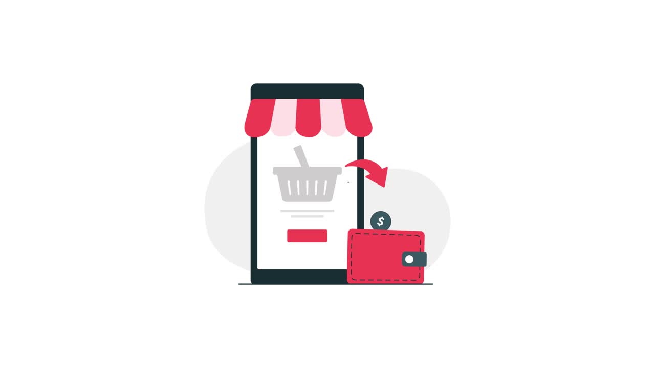 Illustrazione di shopping da mobile con cashback e rimborso