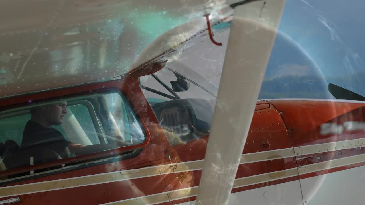 비행기에서 조종사에 대한 연결 네트워크의 애니메이션