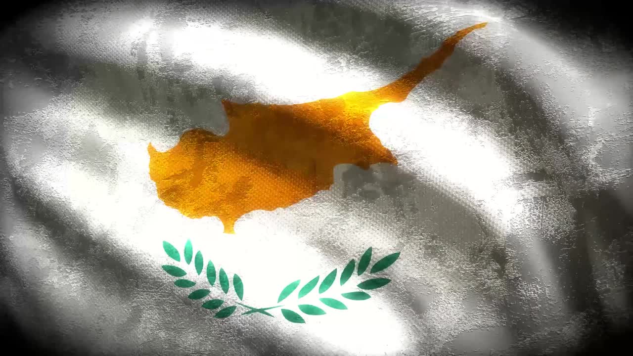 60 fps pesado grunge oscuro bandera de chipre con textura vintage envejecida agitando, uhd 4k 3d video de bucle sin costuras