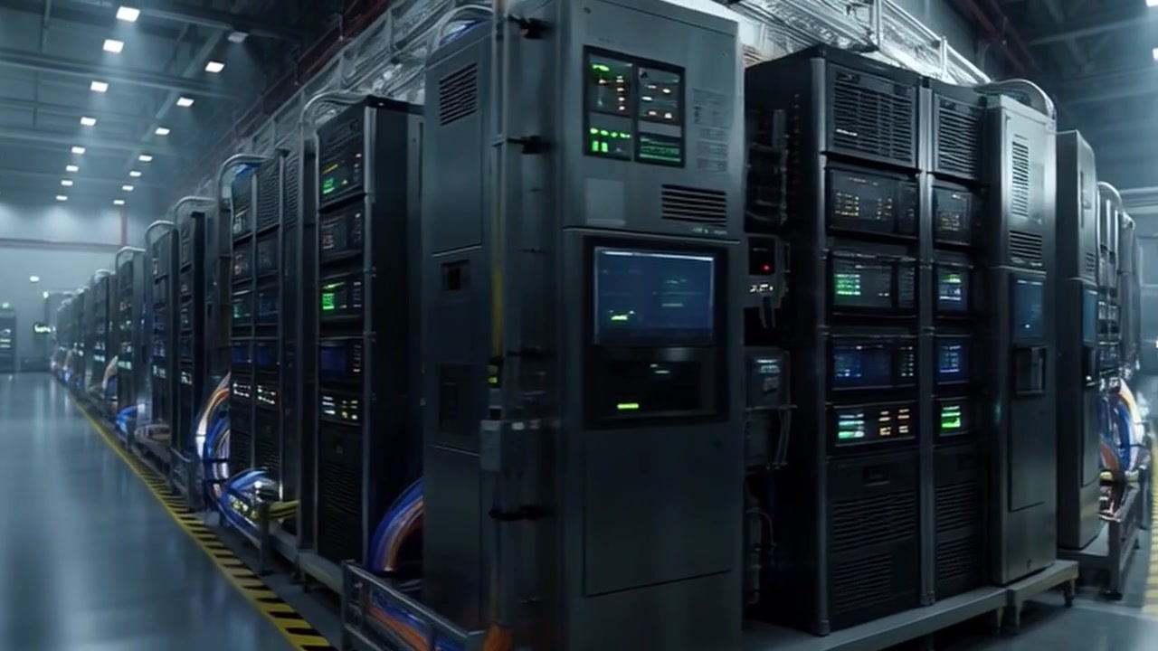 Rækker af serverracks i et moderne datacenteranlæg