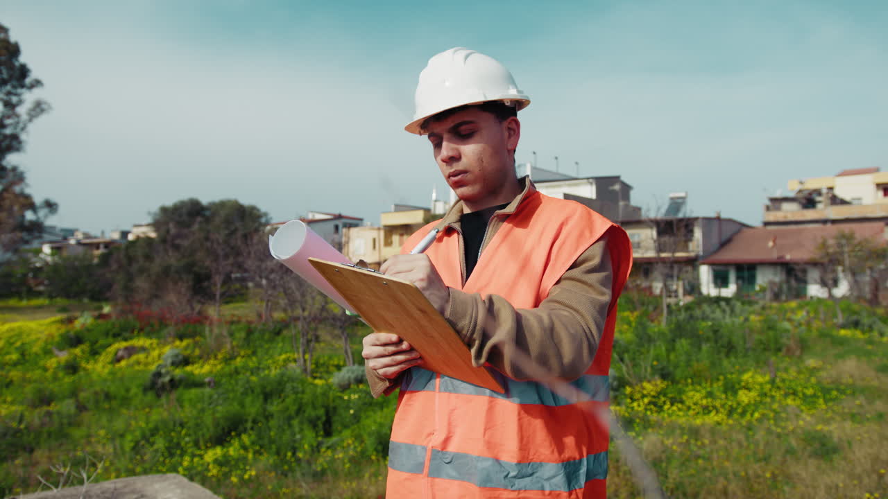 Sunny Day At Work For An Engineer Taking Notes