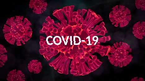 Animation-of-covid-19-text-over-flying-covid-19-cells