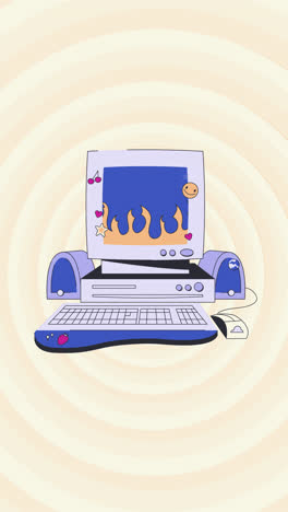 motion graphic of hand drawn old computer illustration