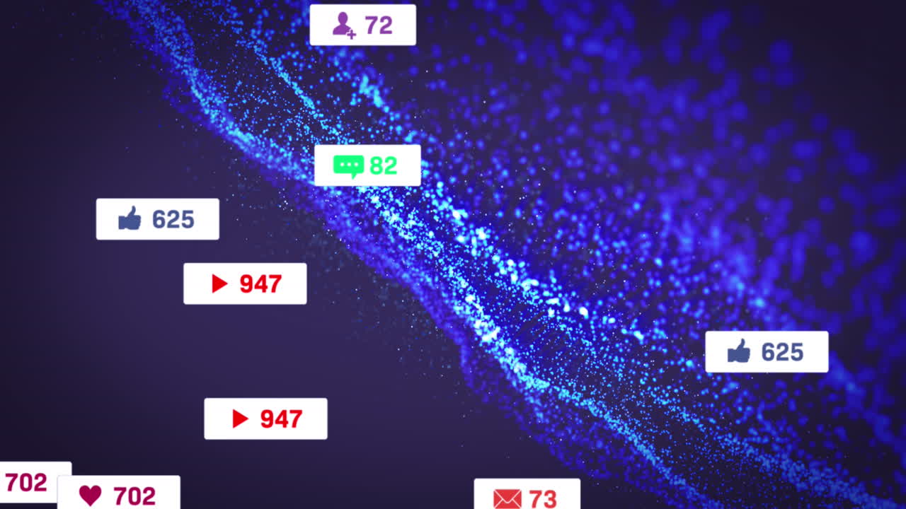 추상적인 배경에 역동적인 패턴을 형성하는 점 위에 알림 바의 애니메이션
