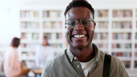 education, college and library with face of black